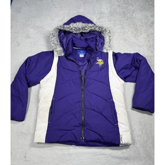 Minnesota Vikings Jacket Mens Medium NFL Football Reebok Hooded Coat - Picture 1 of 14